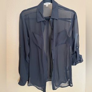 Sheer black button up sz small